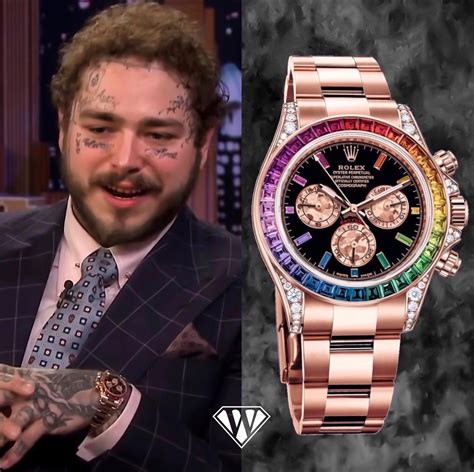 post malone watch rolex rainbow|Rolex rainbow daytona rose gold.